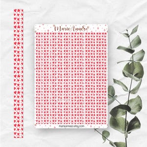 Feuille d’Autocollants Bandes de Washi Tape sur le Thème de l'Amour et de la Saint-Valentin – Stickers pour Journal, Planner et Scrapbooking