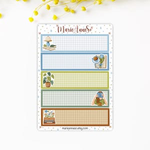 Titelbanner stickervel - Lente, literaire en comfortabele sfeer - Stickers voor planner, dagboek en scrapbooking