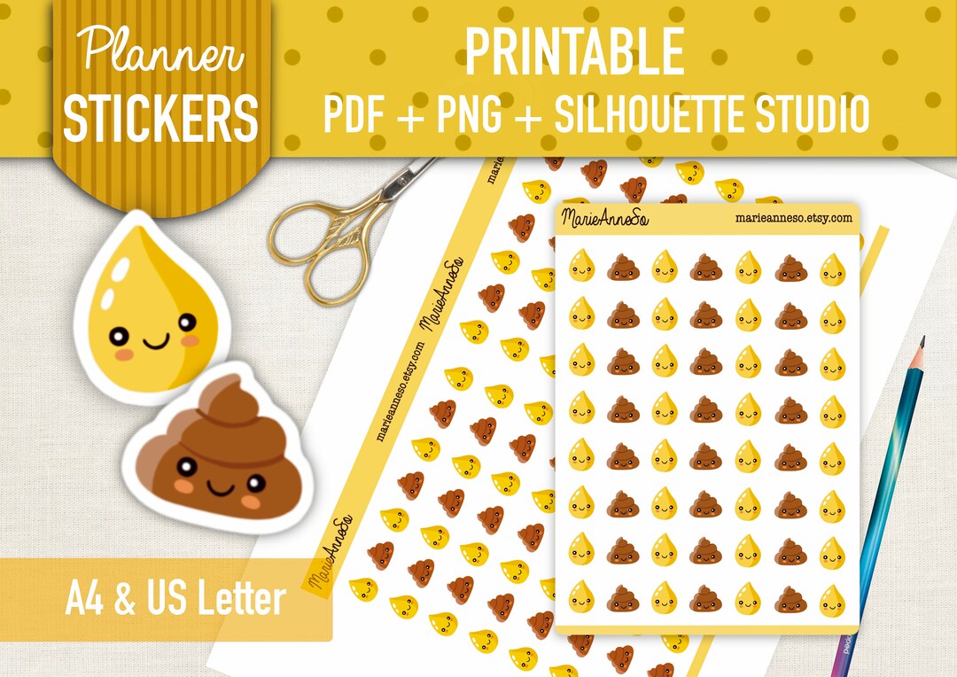 56 Potty Training Stickers to Print Pee Poo Emojis Etsy