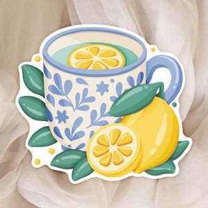 Adesivo Libro, Limone, Fiori - Tema Estivo - Adesivo per Diario, Album e Planner - Articoli di Cancelleria da Viaggio