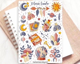 Feuille d’autocollants - Lune, Ciel, Oracle, Astrologie | Stickers Bullet Journal, Autocollants de planificateur, Sticker Scrapbook