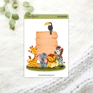 Feuille d’autocollant - Animaux, Safari | Stickers , Autocollants Planner, Scrapbook, Autocollants Lecture