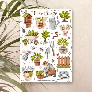 Hoja de pegatinas de jardinería de primavera: pegatinas para diarios, álbumes de recortes y planificadores