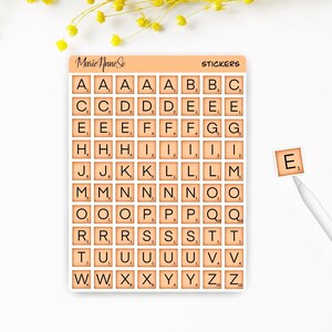 Adesivos com letras de A a Z no estilo Scrabble | Adesivos para diários, scrapbooking | Jogos de tabuleiro