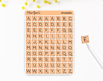 Stickers Letter A to Z Scrabble, Board games stickers| Provisions Stickers - Scrapbook Stickers - Journal Stickers