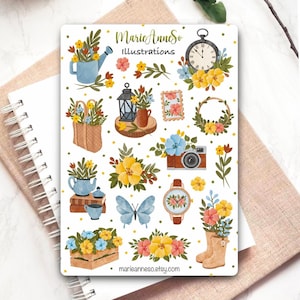 Sticker Sheet Wildflowers Cottagecore | Spring Stickers | Botanical Vintage Planner Journal | Scrapbooking Stickers