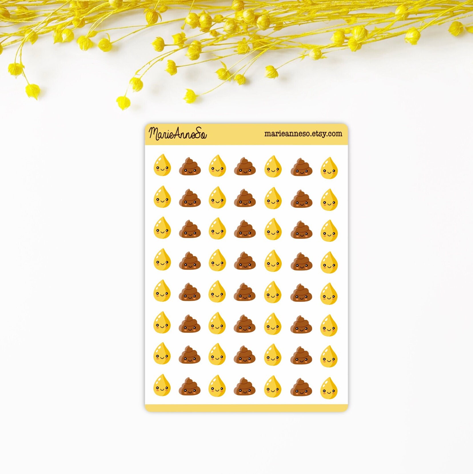 Sheet of 56 Potty Training Stickers - Poop Emoji and Pee Drops - Fun ...