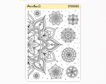 Mandalastickers om in te kleuren, Stickers, Bullet journal stickers, planner, Bujo stickers, Provision stickers, scrapbooking