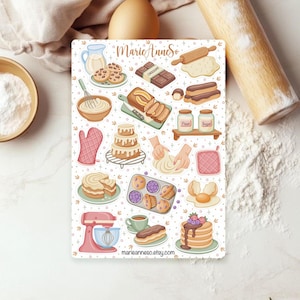 Stickervel voor bakkerijen en gebak - Stickers voor tijdschriften, planners, plakboeken - Gezellige kunstillustratie