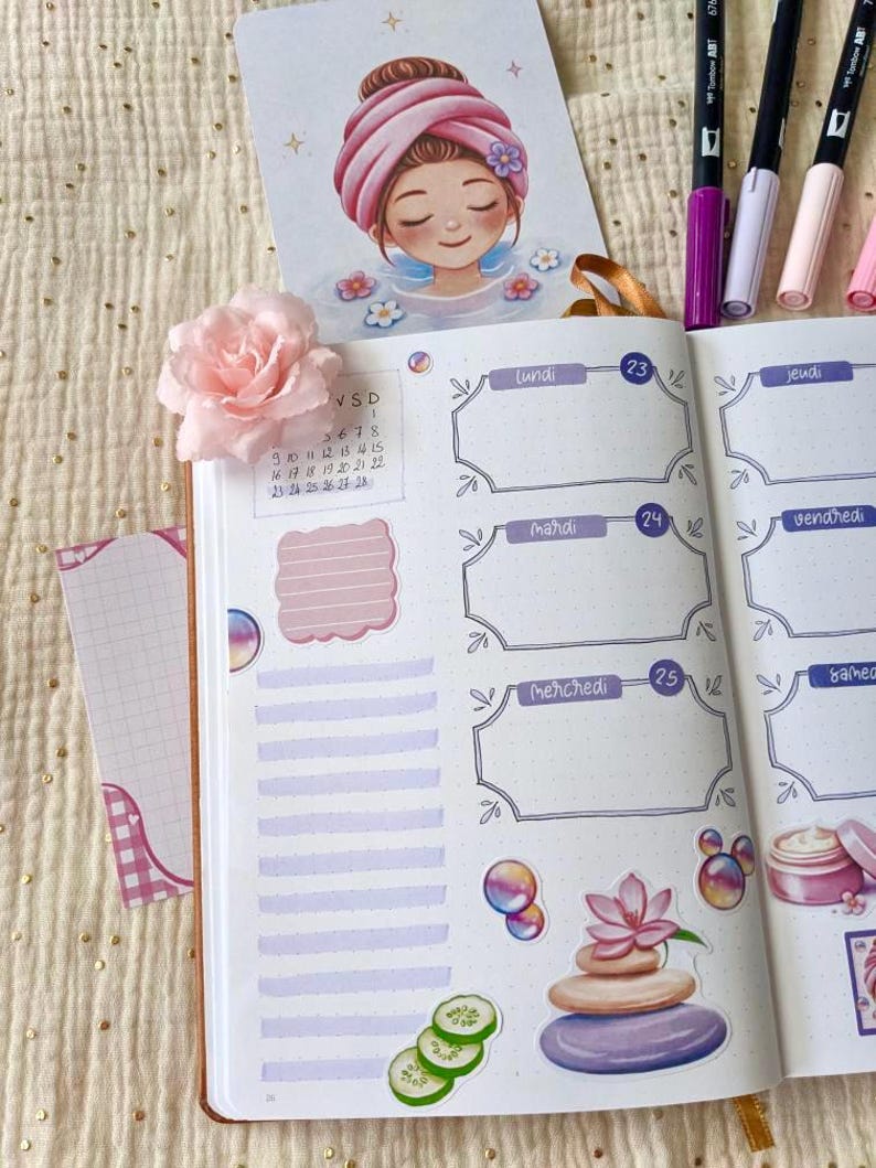Sheet of stickers for notes & frames | Organizer stickers | To-do and memo stickers | Soft stationery image 8