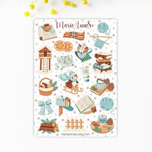 Cozy Blue Winter Sticker Sheet - Stickers for Decorating Planners, Journals and Scrapbooking