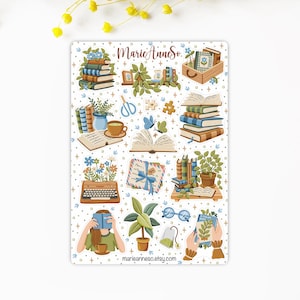 Feuille d’Autocollants Cosy Lecture - Stickers pour Planner, Journal, Scrapbooking - Ambiance Printanière, Littéraire et Confort