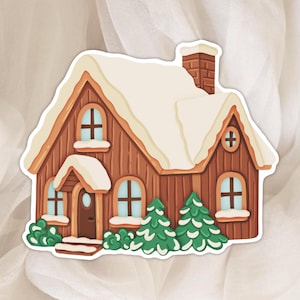 Autocollant Maison Enneigée – Thème Hiver - Sticker parfait pour la Décoration de Planner, Journal et Scrapbook