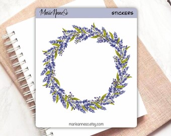 Blue floral wreath sticker | Wildflower wreath | Decorative sticker for planner & journaling