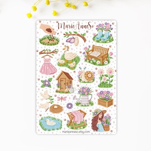 Feuille d’Autocollants sur le Thème du Printemps - Stickers Fleurs pour Journal, Scrapbooking, Planner, autocollants de printemps