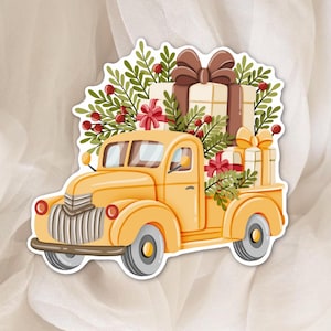 Autocollant Camion de Noël avec des Cadeaux – Thème Noël & Hiver - Sticker parfait pour la Décoration de Planner, Journal et Scrapbook