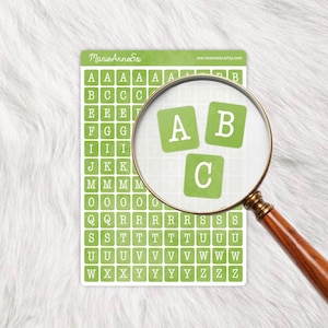 Groen alfabet stickervel – Hoofdletters | Letterstickervel | Scrapbooking, Bullet Journal, Planner, Etiketten