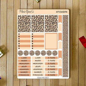 Feuille d’Autocollants Léopard pour Planificateur - Stickers Hebdomadaires - Organisation et Décoration Planner