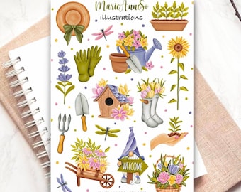 Stickers Jardin Printemps – Gardening Stickers, Planner Stickers Flowers, Bullet Journal Garden Aesthetic