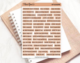 Stickers Citations inspirantes, Phrase inspirante  - Autocollants de journal, stickers planner, stickers bullet journal & scrapbooking