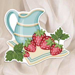 Autocollant Fraises - Sticker Fleuris pour Agenda, Scrapbook et Planner - Autocollant Fruité & Vintage