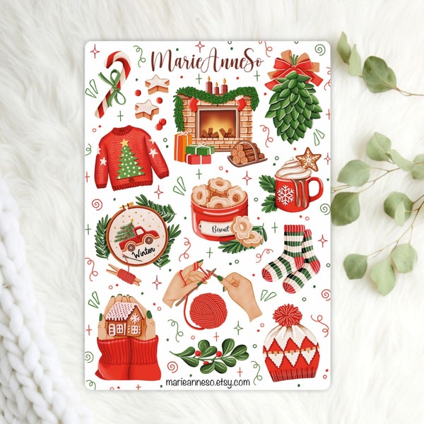 Feuille d'autocollants - Hiver, Noël | Autocollants de noël, stickers bullet journal, autocollants de planification, Winter vibes