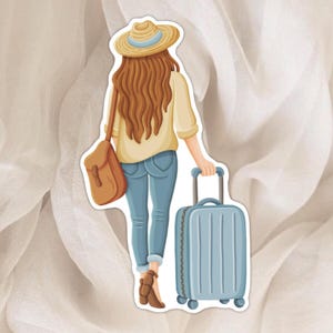 Autocollant Globe-Trotteuse - Thème Voyage - Sticker Voyage pour Agenda, Scrapbook et Planner - Papeterie Voyageuse