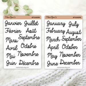 Planche stickers Onglets intercalaires mensuel Mois de l'année Bullet  journal & Planner Plannificateur Journaling -  France