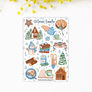 Winter- en kerstthema stickervel - stickers voor planner, dagboek en scrapbookdecoratie