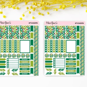 Feuille d’Autocollants Washi Tape - Thème Plantes et Verdure | Stickers Planner Hebdomadaire, Calendrier 2025, Agenda, Scrapbook