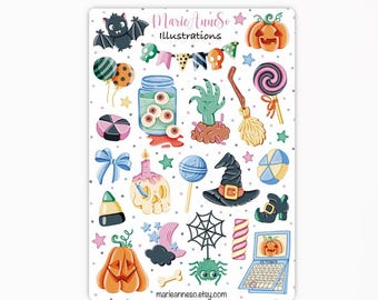 29 Halloween stickers - Autumn planner stickers, Fall stickers, Pumpkin stickers - Scrapbook Stickers, Bullet Journal Sticker
