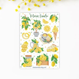 Feuille d’Autocollants sur le thème des Citrons - Stickers pour Journal, Planner, Calendrier, Scrapbooking