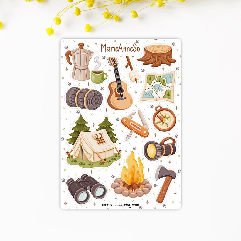 Camping Sticker Craft Set of 2 Sheets of Camping and Nature Stickers - Stickers for Planners ...