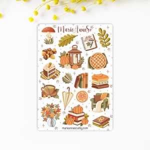 Feuille d’Autocollants Automne Cozy - Stickers Citrouille - Stickers pour Planner, Scrapbook, Journal | Stickers de Décoration Journaling