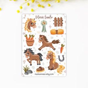 Feuille d’Autocollants Cheval et Équitation – Stickers pour Planner, Journal et Scrapbooking