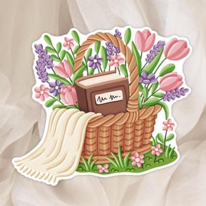 Autocollant Panier Bucolique sur le Thème du Printemps - Sticker pour Agenda, Scrapbook et Planner
