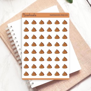 Hoja de pegatinas Kawaii para seguimiento de tránsito | Pegatinas para seguimiento de deposiciones para Bullet Journal | Pegatinas funcionales para la salud digestiva | Planificador de seguimiento de hábitos