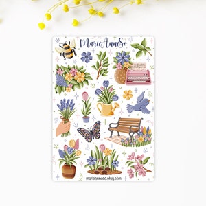 Feuille dautocollants Fleurs, Printemps, Jardinage Stickers planner, autocollant de journalisation, journal à puces, scrapbooking image 2