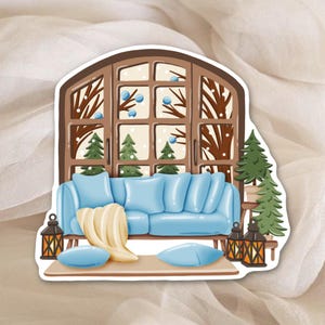 Autocollant Coin Lecture Automne & Hiver - Décoration Cosy pour Agenda, Scrapbook et Planner