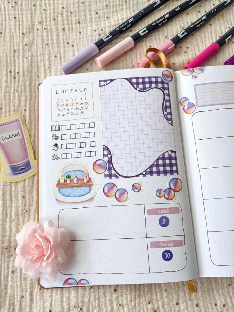 Sheet of stickers for notes & frames | Organizer stickers | To-do and memo stickers | Soft stationery image 12