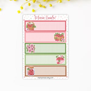 Cherry Header Sticker Sheet – Cottagecore Note Boxes & Checklist – Cherry Blossom – Journal Planner Scrapbook – Illustrated Stickers