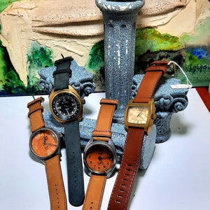 Watch Stainless Steel, Vintage Design 1930 Style, Trendy, Unisex, Swiss mechanism, Saphire Crystal Glass, Genuine Leather Band Handmade image 5