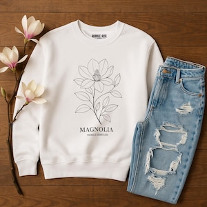 Magnolia Floral Unisex Crewneck Sweatshirt, Cozy Sweatshirt, Floral Gift, Spring Style, Casual Wear, Comfortable Top