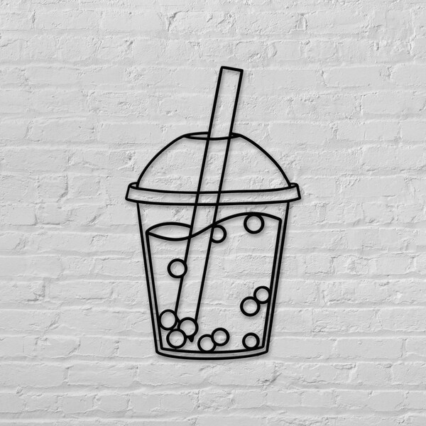 Boba Milk Tea Minimalist Wall Art Sign (3D Printed)