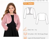 Girls Shrug Sewing Pattern | Lined Cropped Jacket PDF | No Closure Minimal Design