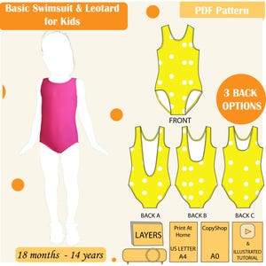 Basic One Piece Swimsuit and Leotard with 3 back options