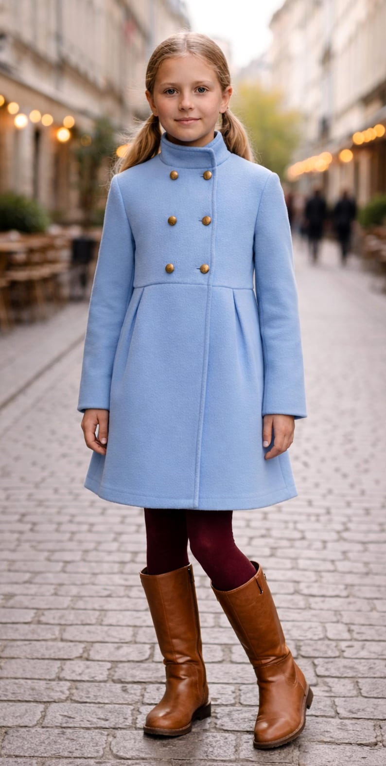Children outerwear sewing pattern coat and beret set