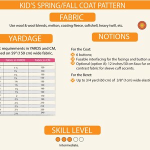 Double-breasted coat sewing patters for todlers, kids and teens with full insewing instructions.