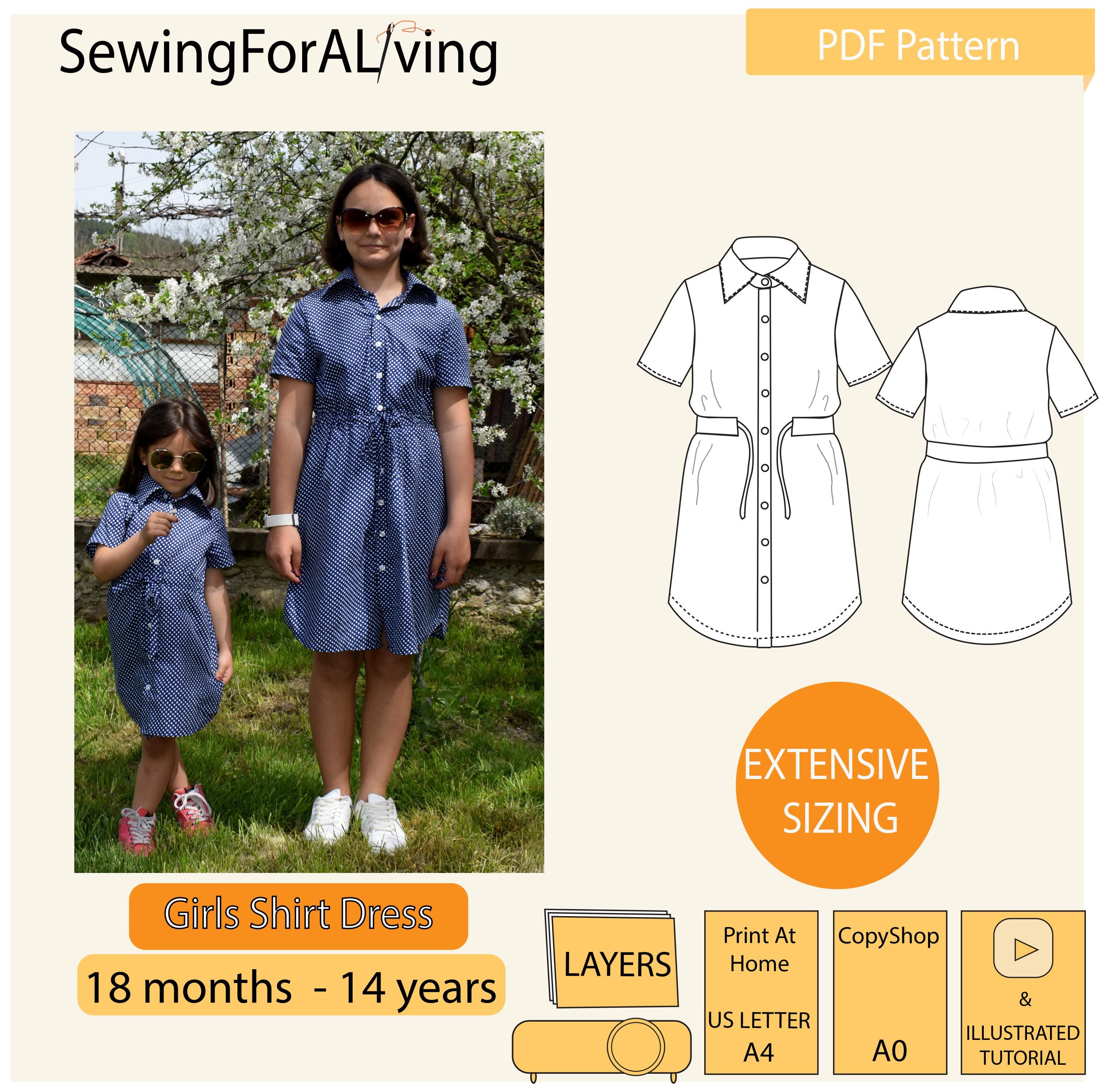 short sleeve shirt dress pattern Short Sleeve Shirt Dress Sewing Pattern for Girls (toddler & Tween Sizes)