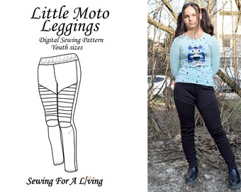 Moto Leggings | Knit pants | Jeggings PDF Sewing Pattern For Children